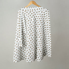 White - Sanganeri Block Printed Cotton Wrap Around Skirt 05
