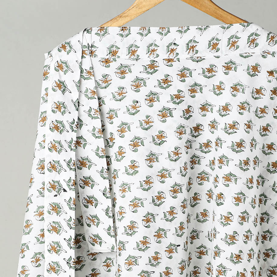 White - Sanganeri Block Printed Cotton Wrap Around Skirt 05