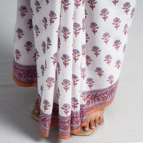 Buy Block Printed Mul Cotton Sanganeri Saree