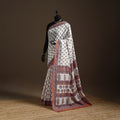 White - sanganeri printed mul cotton saree - handcrafted