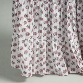 White Sanganeri Block Printed Tiered Cotton Long Skirt 