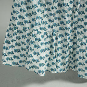 Sanganeri Block Printed Tiered Cotton Long Skirt 
