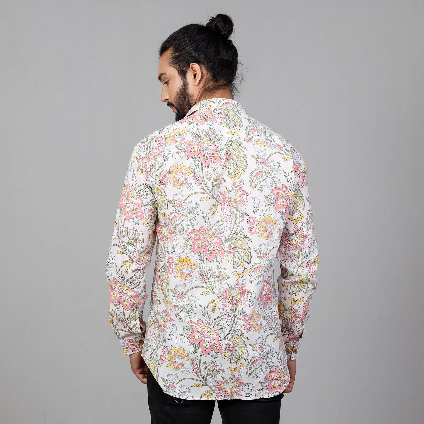  Sanganeri Block Printing Cotton Men Full Sleeve Shirt 