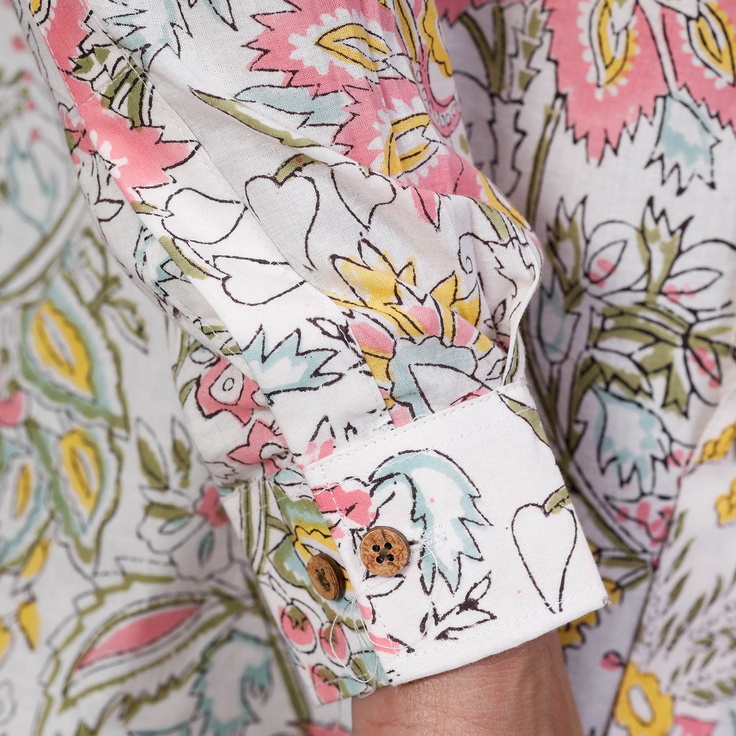  Sanganeri Block Printing Cotton Men Full Sleeve Shirt 