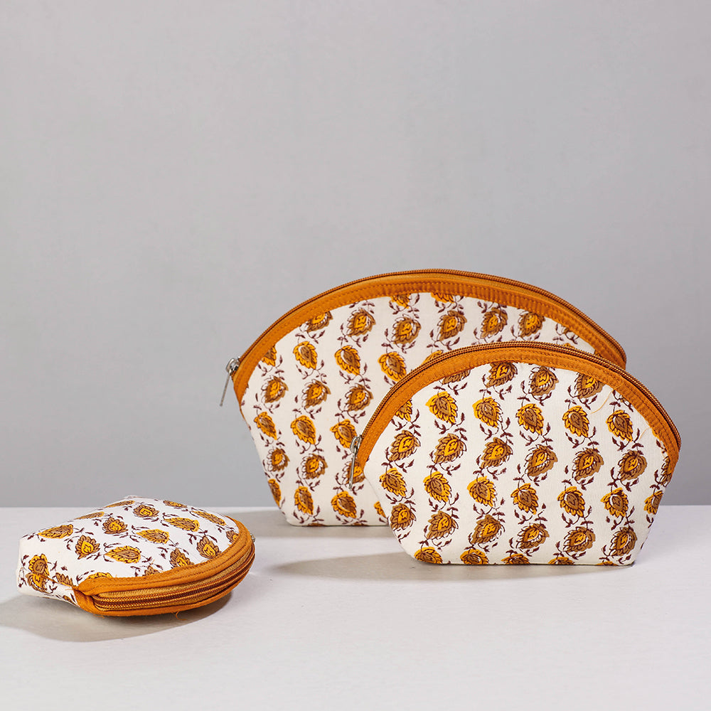  Sanganeri Block Printing Cotton Toiletry Bags 