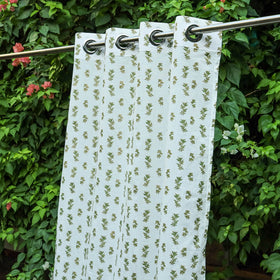 White - sanganeri pure cotton window curtain (5 x 3.2 feet)