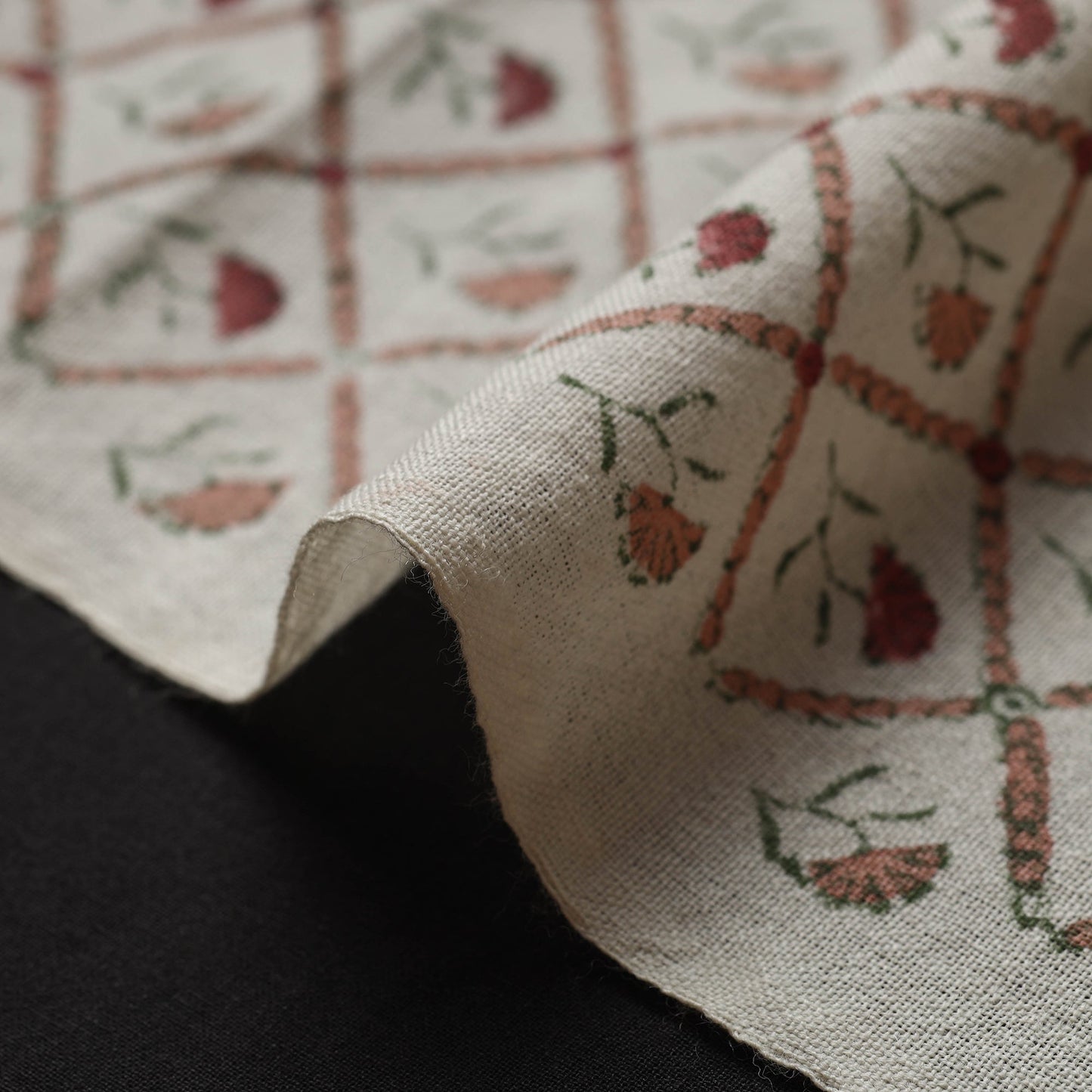 Off white - sanganeri pure wool fabric 02 - handcrafted