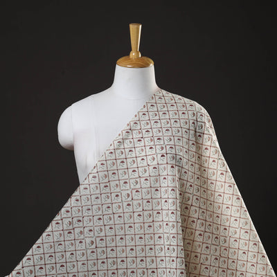 Off white - sanganeri pure wool fabric 02 - handcrafted