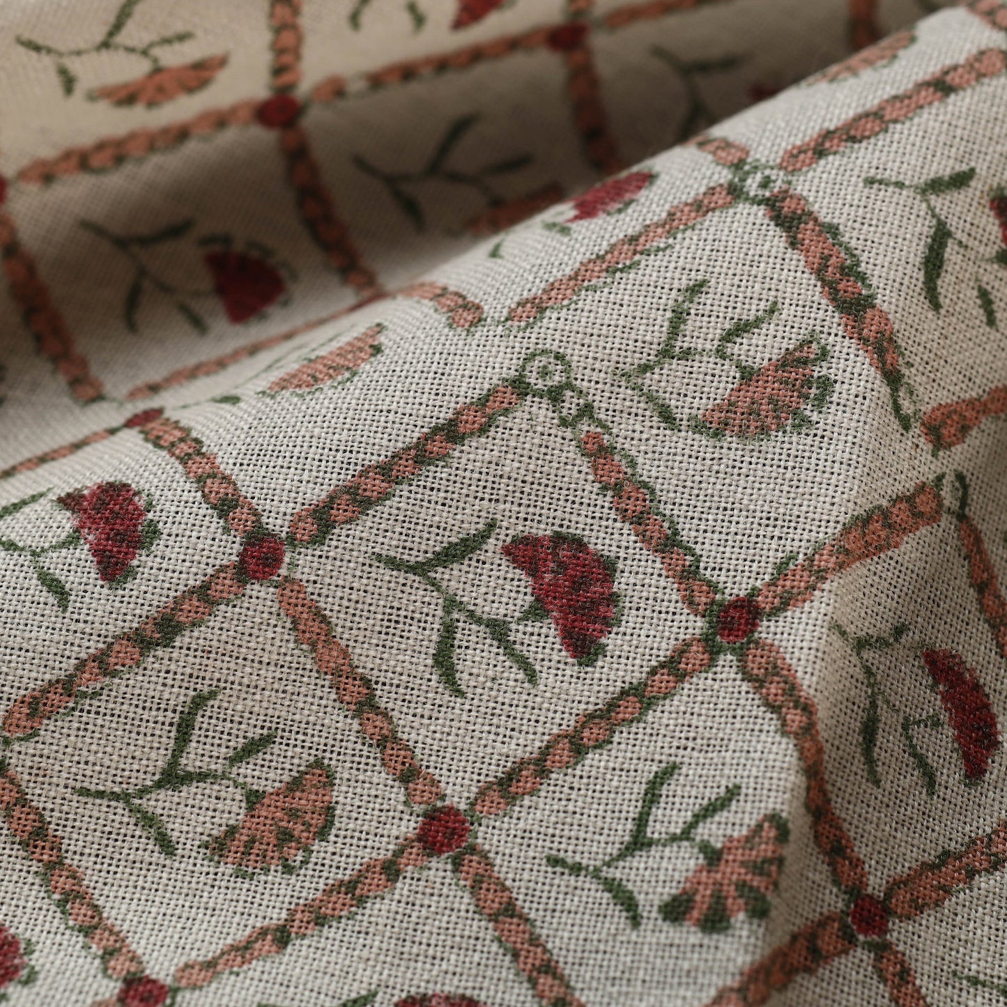 Off white - sanganeri pure wool fabric 02 - handcrafted