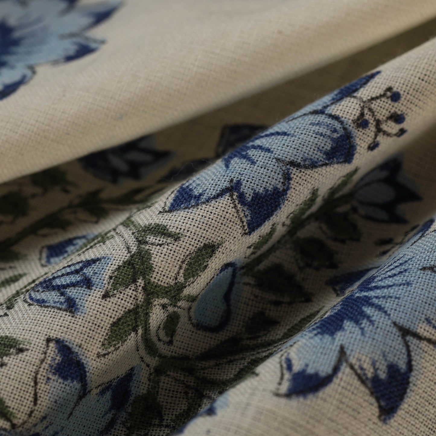 Buy Off White Sanganeri Block Print Pure Wool Fabric Online