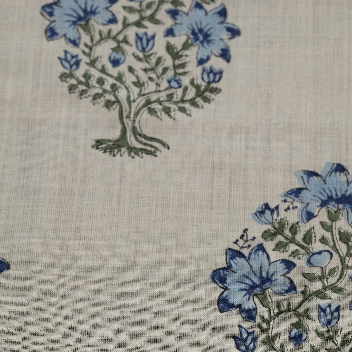 Buy Off White Sanganeri Block Print Pure Wool Fabric Online