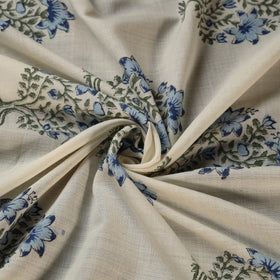 Buy Off White Sanganeri Block Print Pure Wool Fabric Online