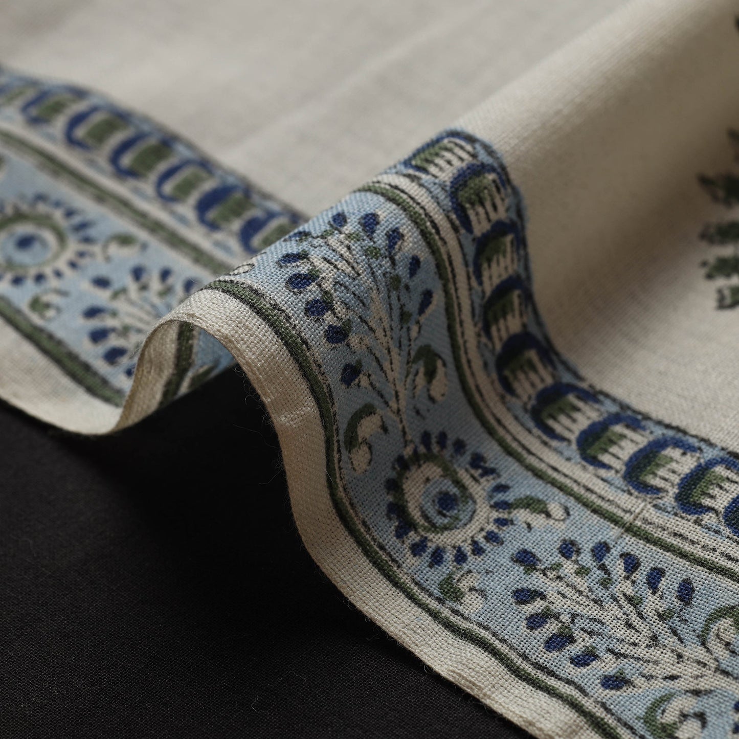 Buy Off White Sanganeri Block Print Pure Wool Fabric Online