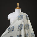 Buy Off White Sanganeri Block Print Pure Wool Fabric Online