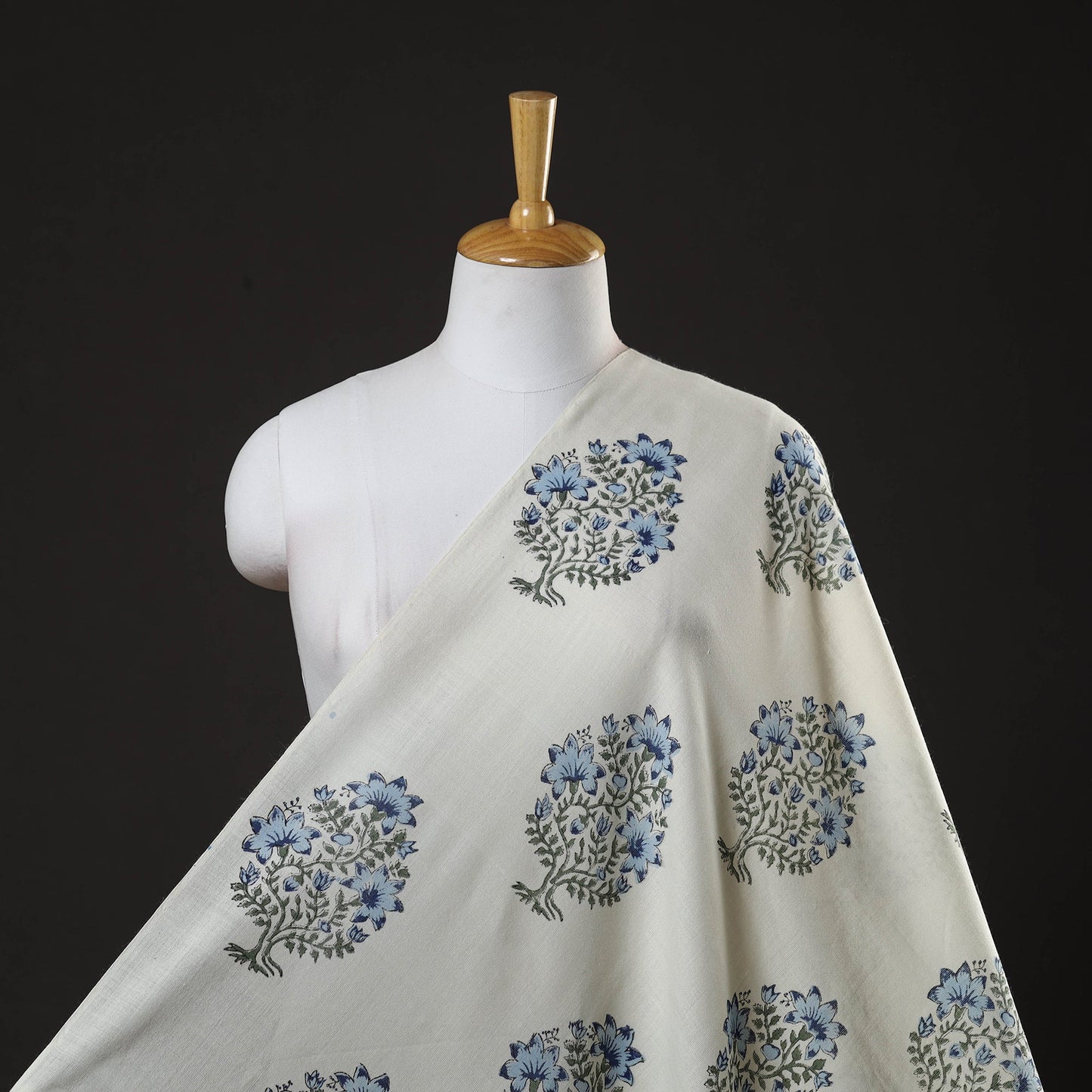 Buy Off White Sanganeri Block Print Pure Wool Fabric Online