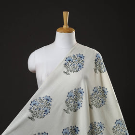 Buy Off White Sanganeri Block Print Pure Wool Fabric Online