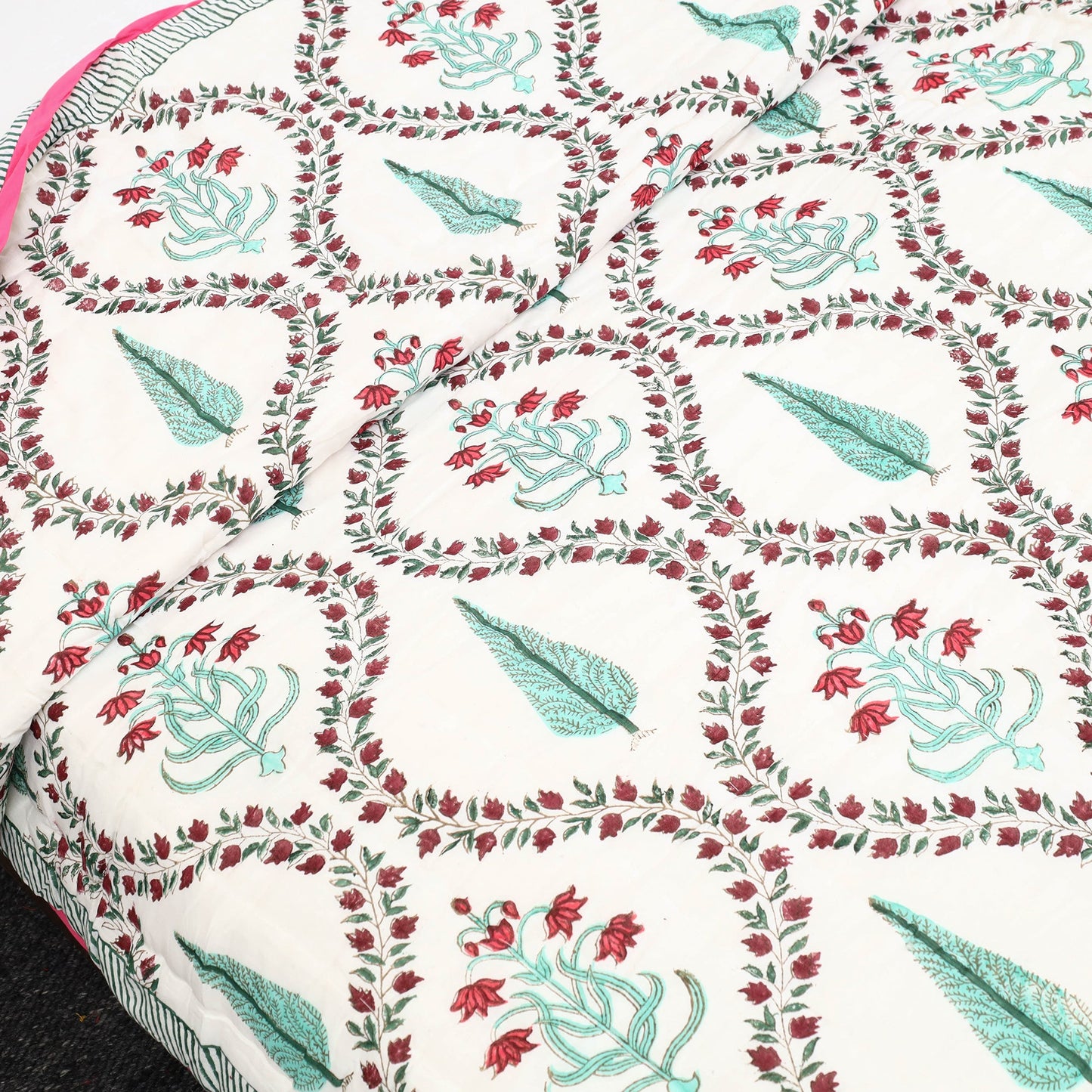  Sanganeri Reversible Double Soft Cotton Quilt/Blanket