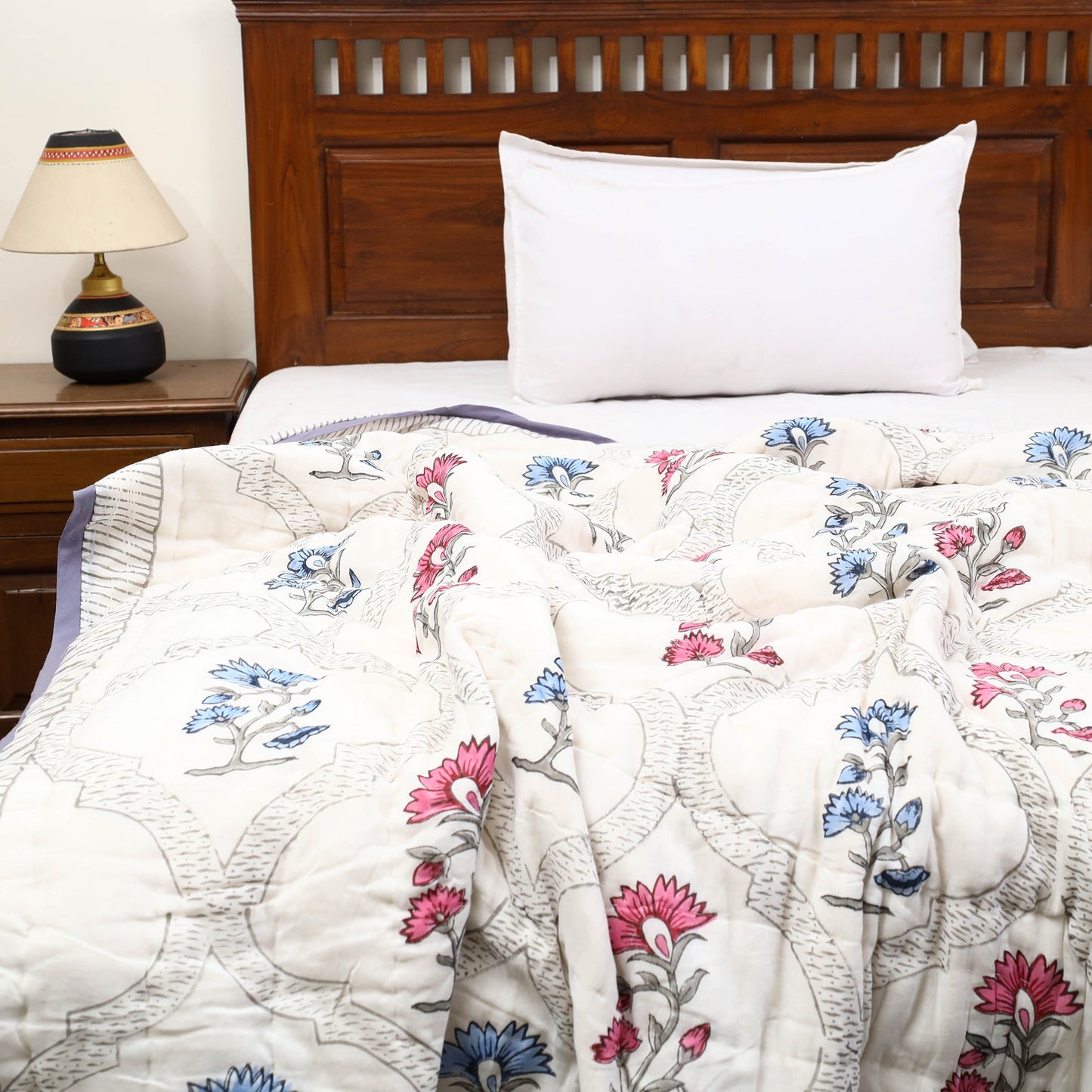  Sanganeri Reversible Single Soft Cotton Quilt/Blanket