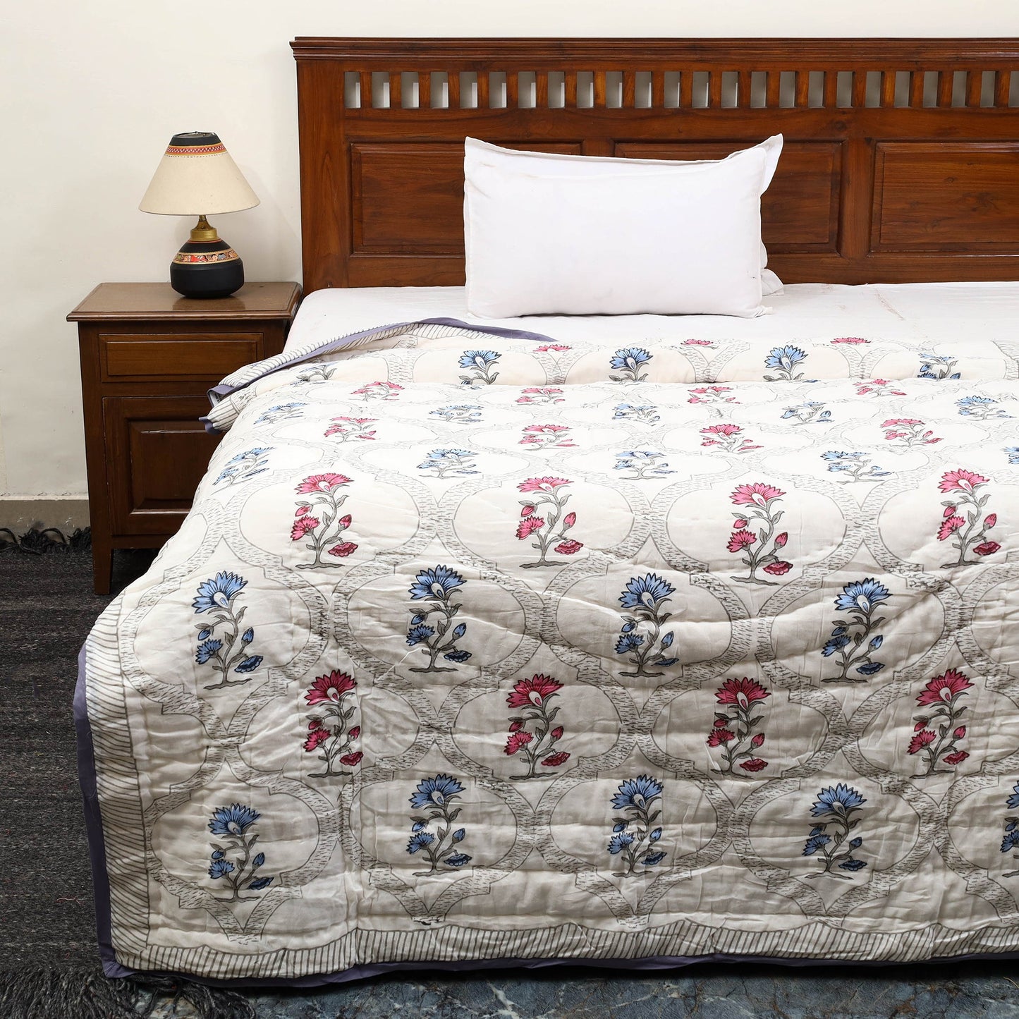  Sanganeri Reversible Single Soft Cotton Quilt/Blanket