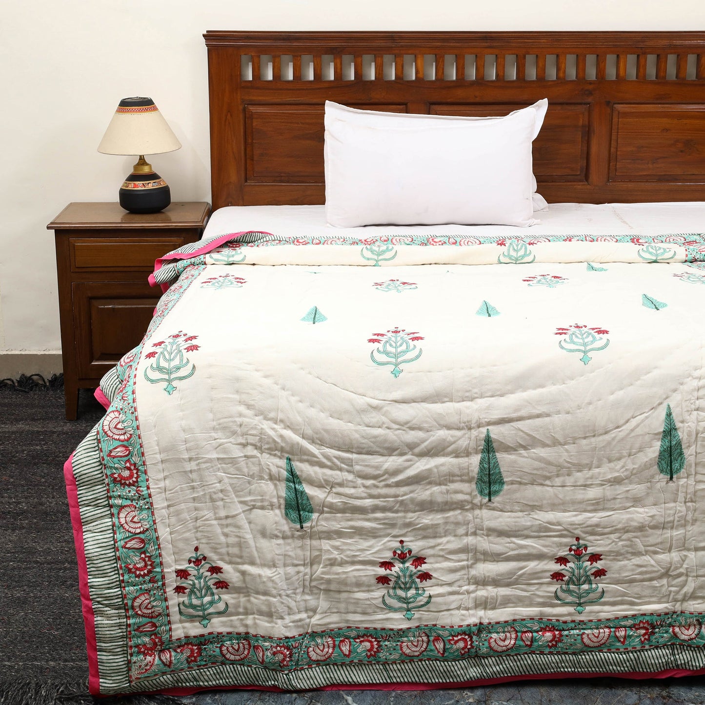  Sanganeri Reversible Single Soft Cotton Quilt/Blanket