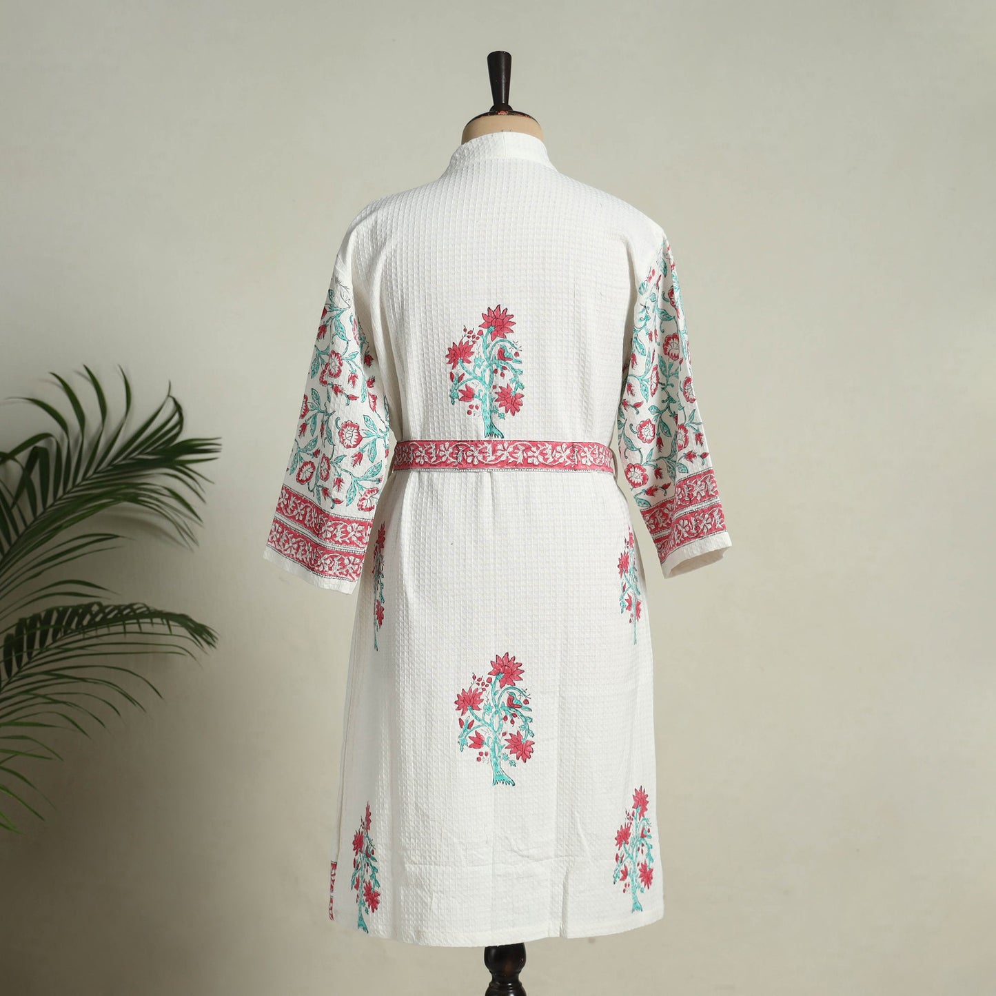 Buy Sanganeri Block Print Waffle Weave Handwoven Bath Robe