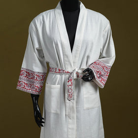 Sanganeri waffle weave handwoven bath robe 01 - handcrafted