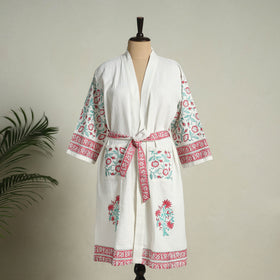 Buy Sanganeri Block Print Waffle Weave Handwoven Bath Robe