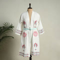 White - sanganeri waffle weave handwoven bath robe 02