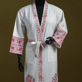 Sanganeri waffle weave handwoven bath robe 03 - handcrafted