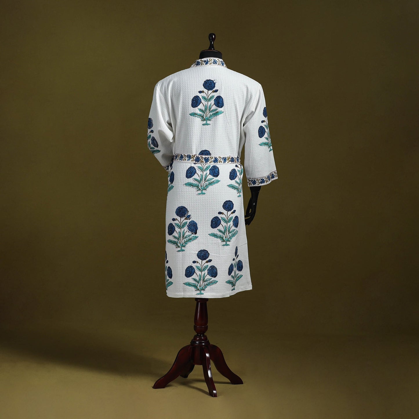 Sanganeri waffle weave handwoven bath robe 06 - handcrafted