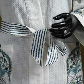 Sanganeri waffle weave handwoven bath robe 07 - handcrafted