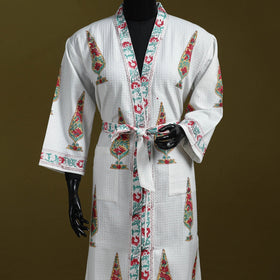 Sanganeri waffle weave handwoven bath robe 11 - handcrafted