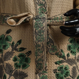 Sanganeri waffle weave handwoven bath robe 12 - handcrafted