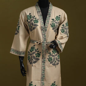 Sanganeri waffle weave handwoven bath robe 12 - handcrafted