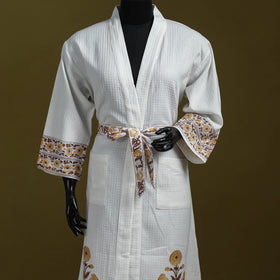 Sanganeri waffle weave handwoven bath robe 18 - handcrafted