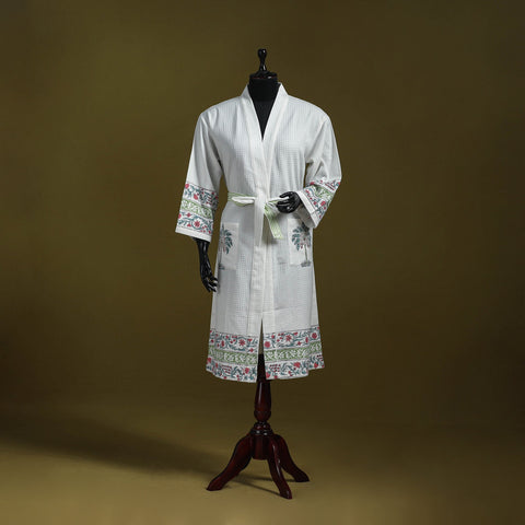 Sanganeri waffle weave handwoven bath robe 21 - handcrafted