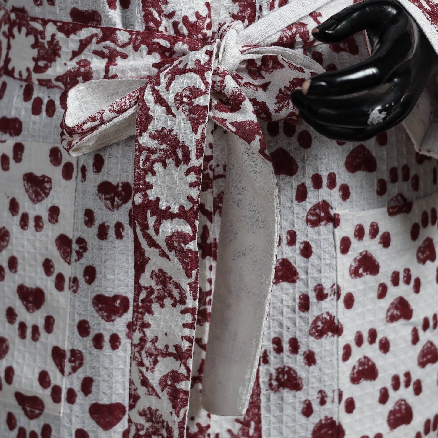 Sanganeri waffle weave handwoven bath robe 30 - handcrafted