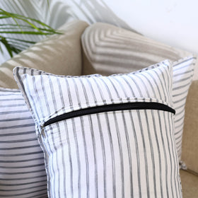  Set of 2 White Jhiri Handloom Cotton Pillow Covers