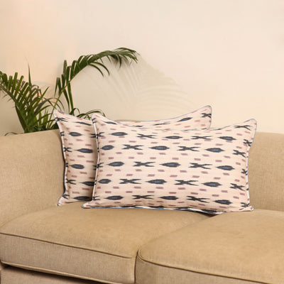 White - set of 2 pochampally ikat weave pillow covers 26