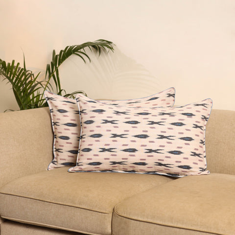 White - set of 2 pochampally ikat weave pillow covers 26