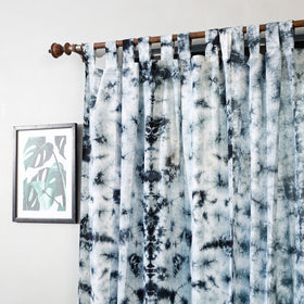 White - set of 2 shibori tie-dye cotton door curtain (6.6 x