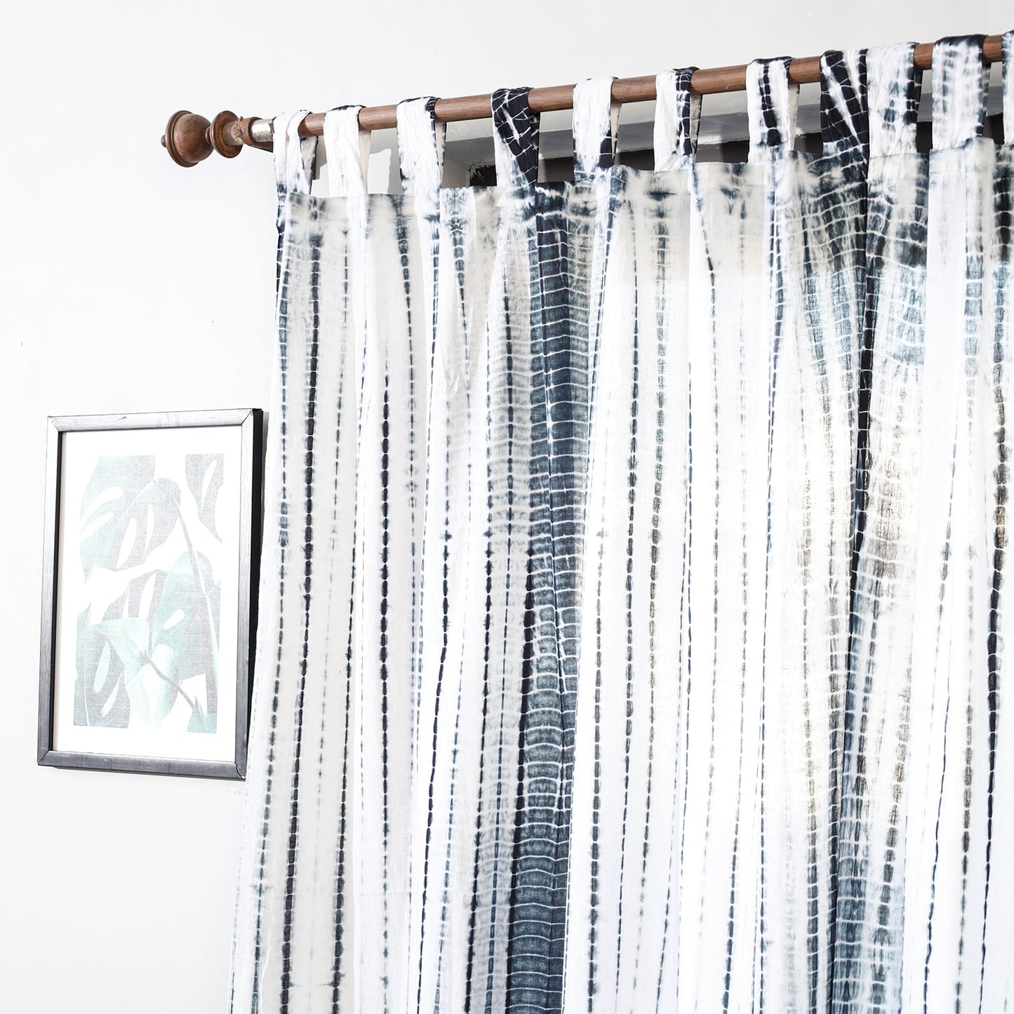 White - Set of 2 Shibori Tie-Dye Cotton Door Curtain