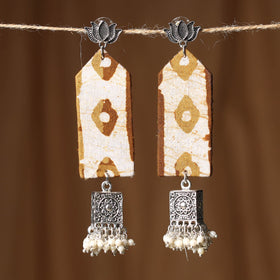 White Shaheen GS Fabart Handmade Earrings