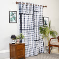 White - shibori tie-dye cotton door curtain (7 x 3 feet)