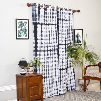 White - shibori tie-dye cotton door curtain (7 x 3 feet)