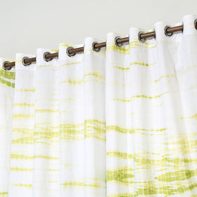 White - shibori tie-dye cotton window curtain (5 x 3 feet)