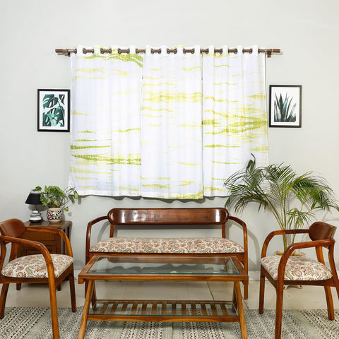 White - shibori tie-dye cotton window curtain (5 x 3 feet)