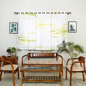 White - shibori tie-dye cotton window curtain (5 x 3 feet)