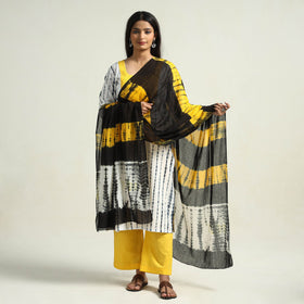 Buy Shibori Tye-Dye Mul Cotton Kurta with Palazzo & Dupatta Set Online at iTokri.com