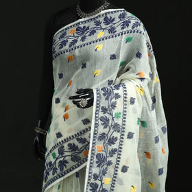Silk cotton dhakai jamdani saree 21 - handcrafted